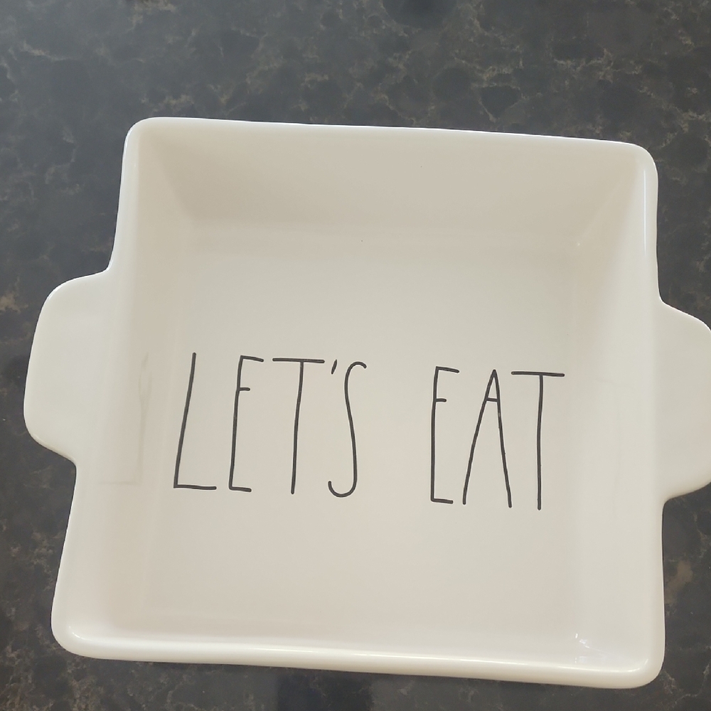 Rae Dunn White 'Let's Eat' Square Baking Dish